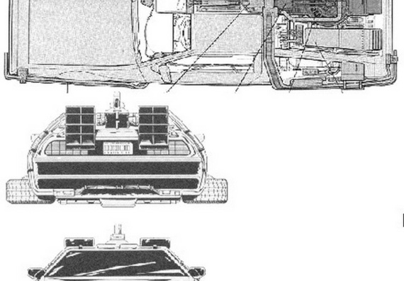 DMC Delorean (DMS Delorean) - drawings (figures) of the car